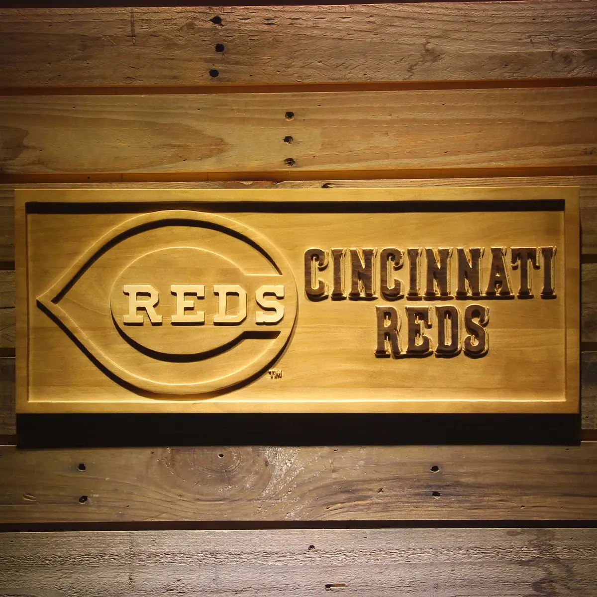 Cincinnati Reds 3D Solid Wooden Craving Sign 1