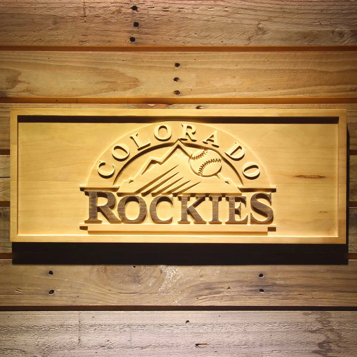 Colorado Rockies 3D Solid Wooden Craving Sign 1
