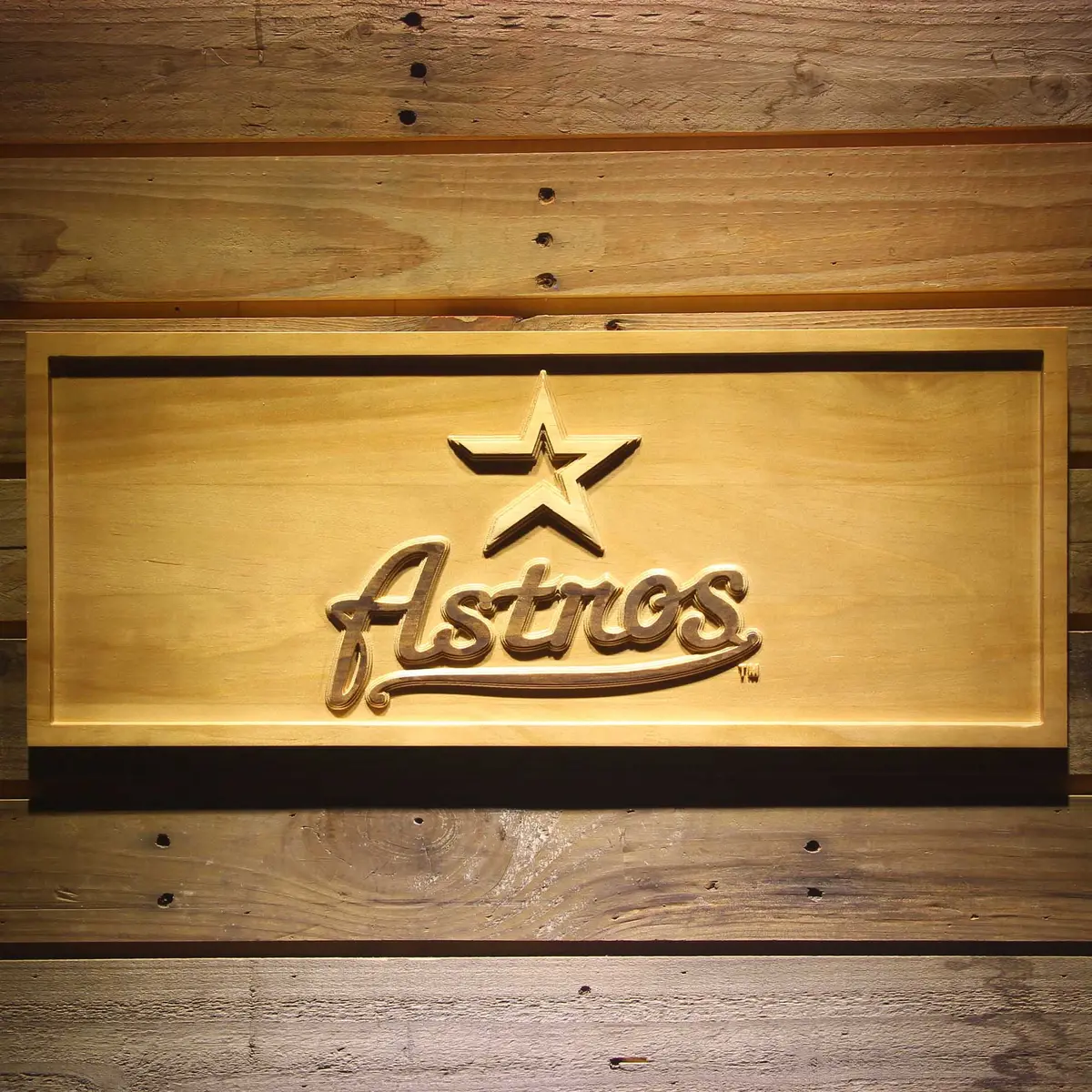 Houston Astros 3D Solid Wooden Craving Sign 1