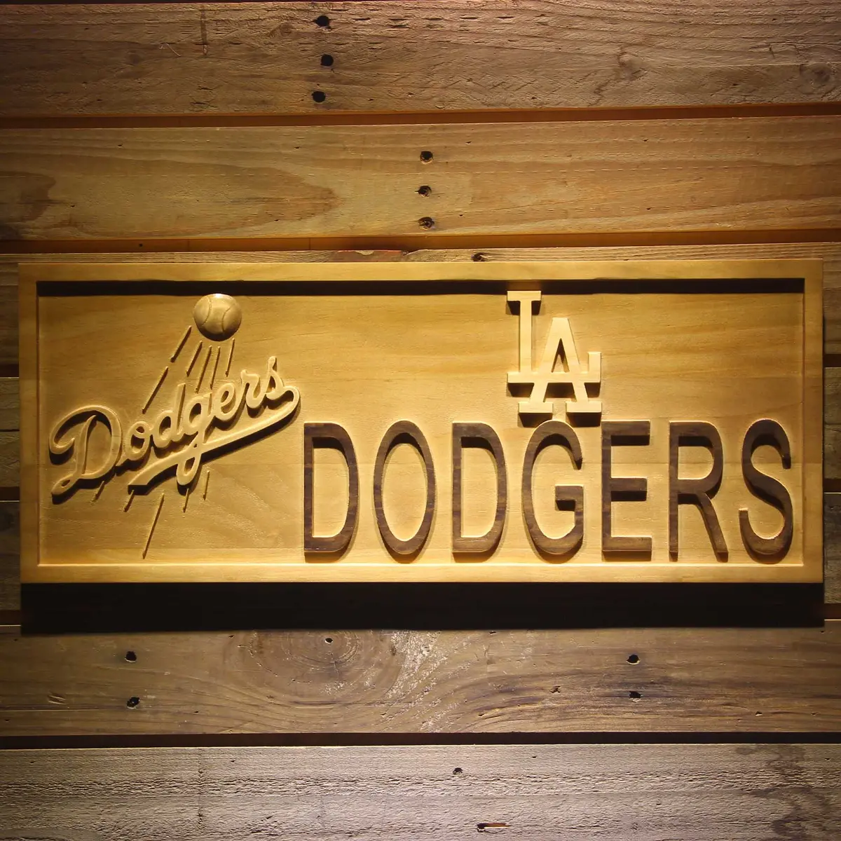 Los Angeles Dodgers 3D Solid Wooden Craving Sign 1