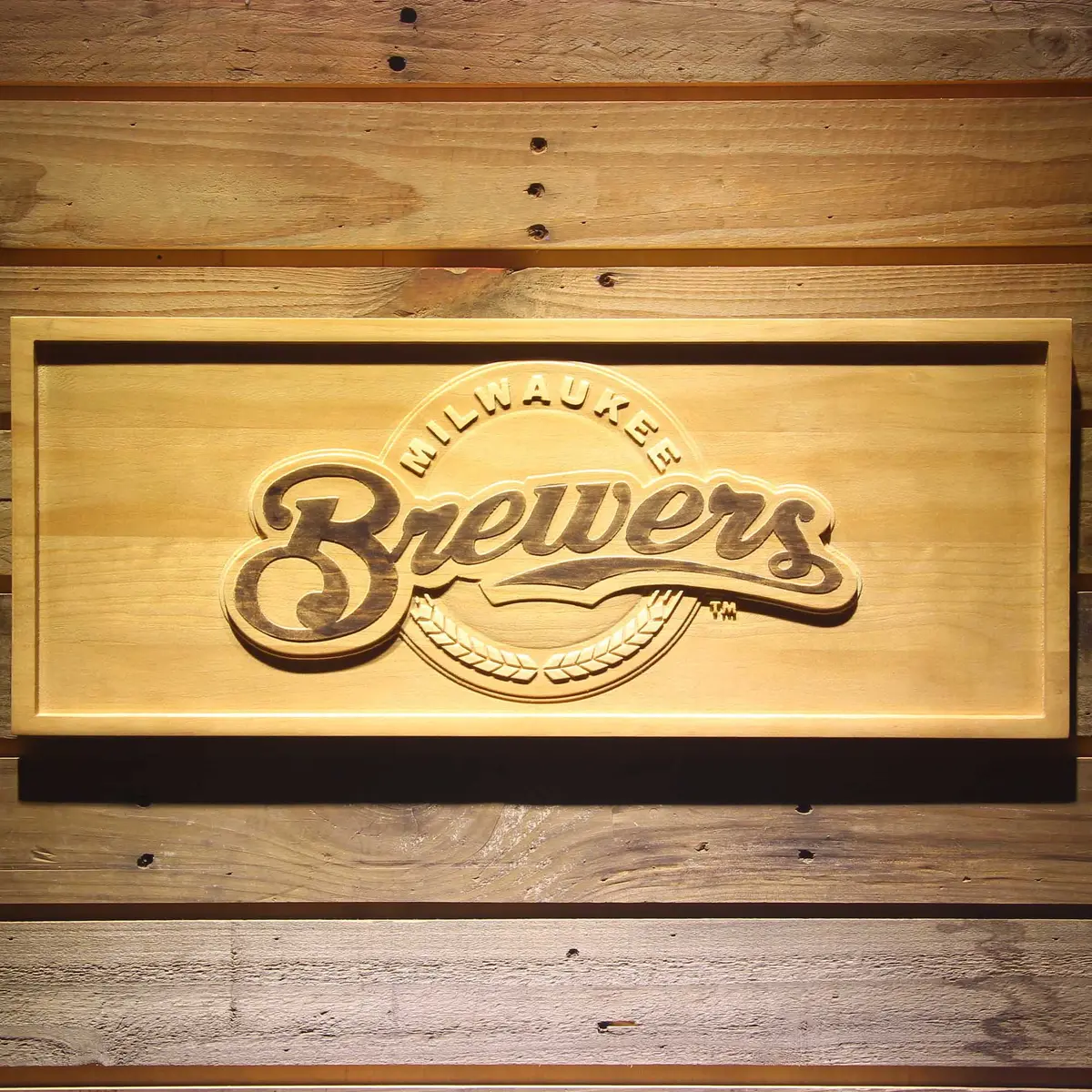 Milwaukee Brewers 3D Solid Wooden Craving Sign 1
