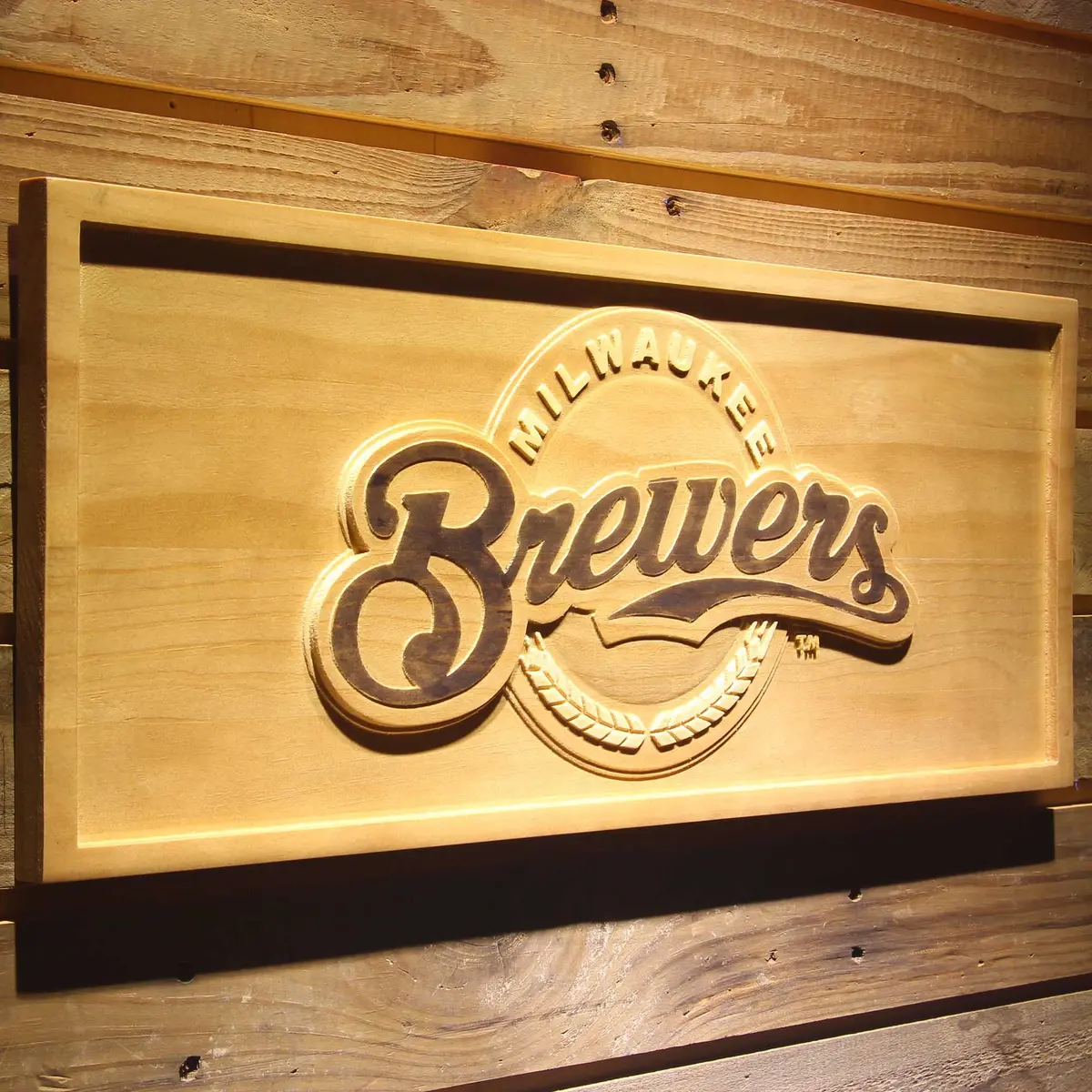 Milwaukee Brewers 3D Solid Wooden Craving Sign 2
