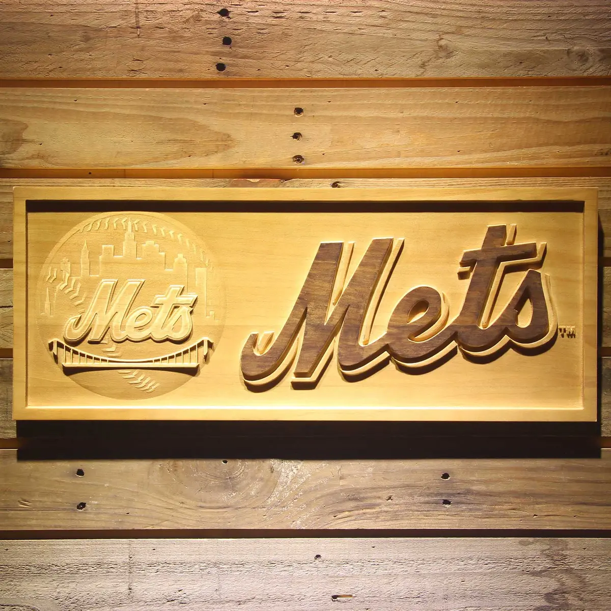 New York Mets 3D Solid Wooden Craving Sign 1