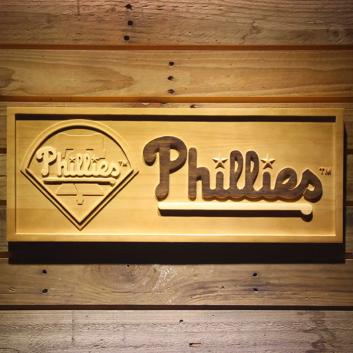 Philadelphia Phillies 3D Solid Wooden Craving Sign 1