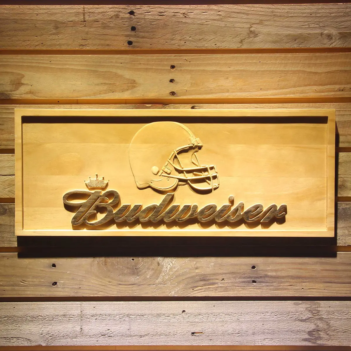 Cleveland Browns Budweiser 3D Solid Wooden Craving Sign 1