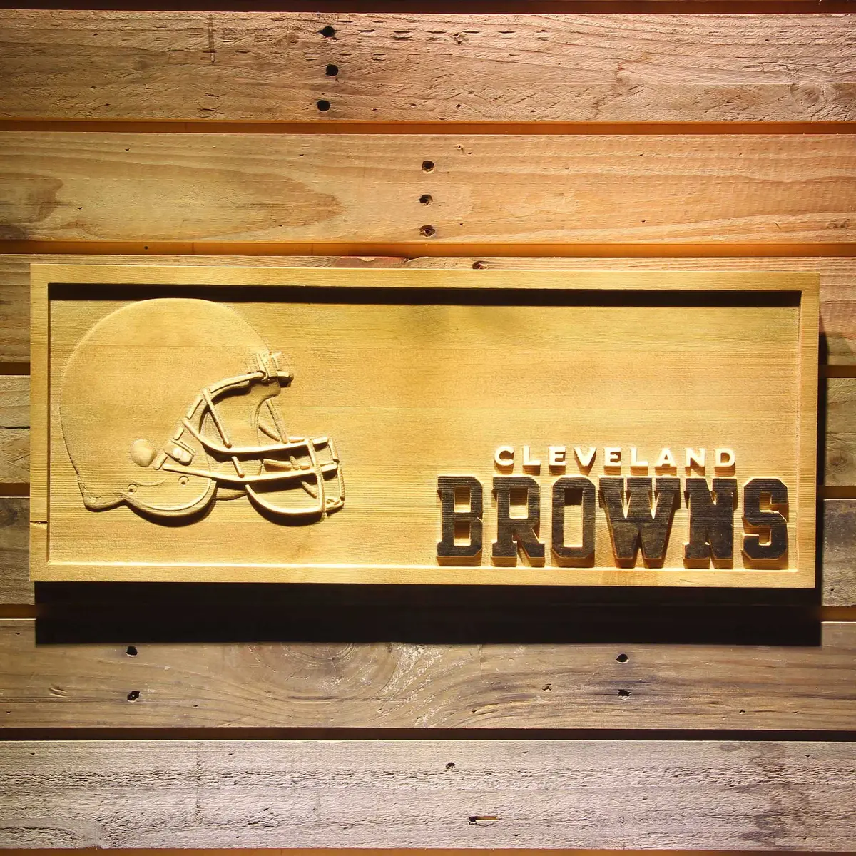 Cleveland Browns 3D Solid Wooden Craving Sign 1