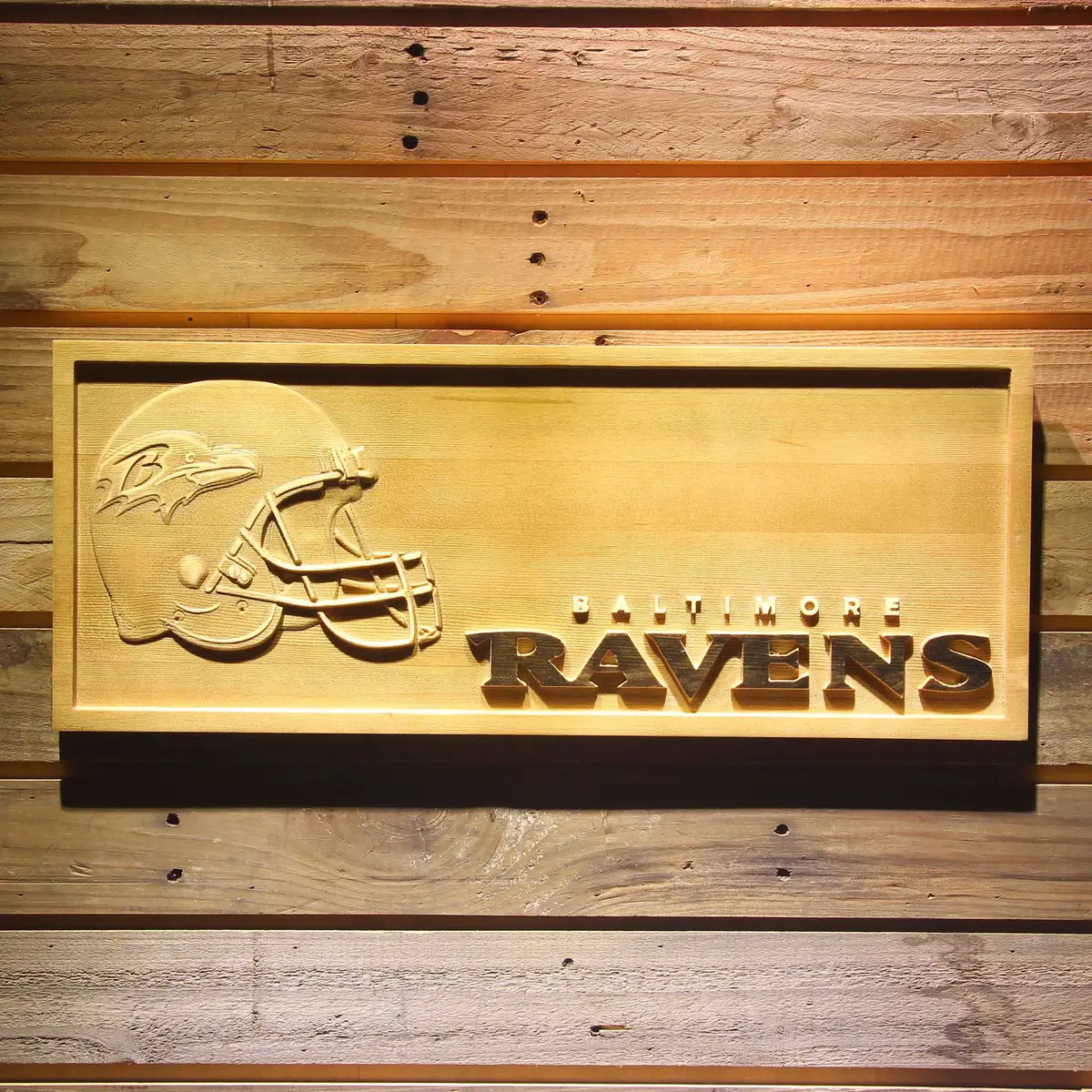 Baltimore Ravens 3D Solid Wooden Craving Sign 1