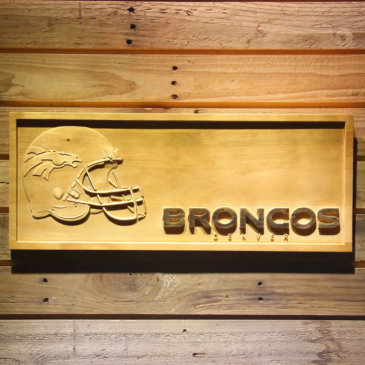 Denver Broncos 3D Solid Wooden Craving Sign 1