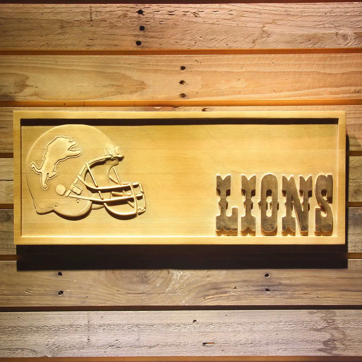 Detroit Lions 3D Solid Wooden Craving Sign 1