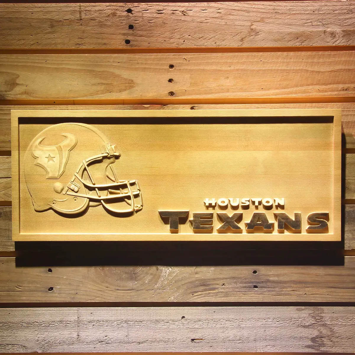 Houston Texans 3D Solid Wooden Craving Sign 1