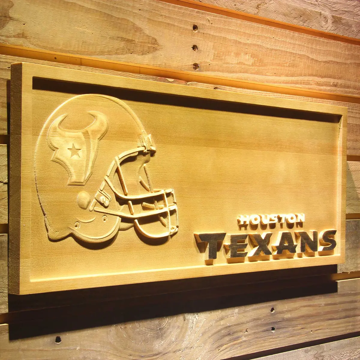 Houston Texans 3D Solid Wooden Craving Sign 2