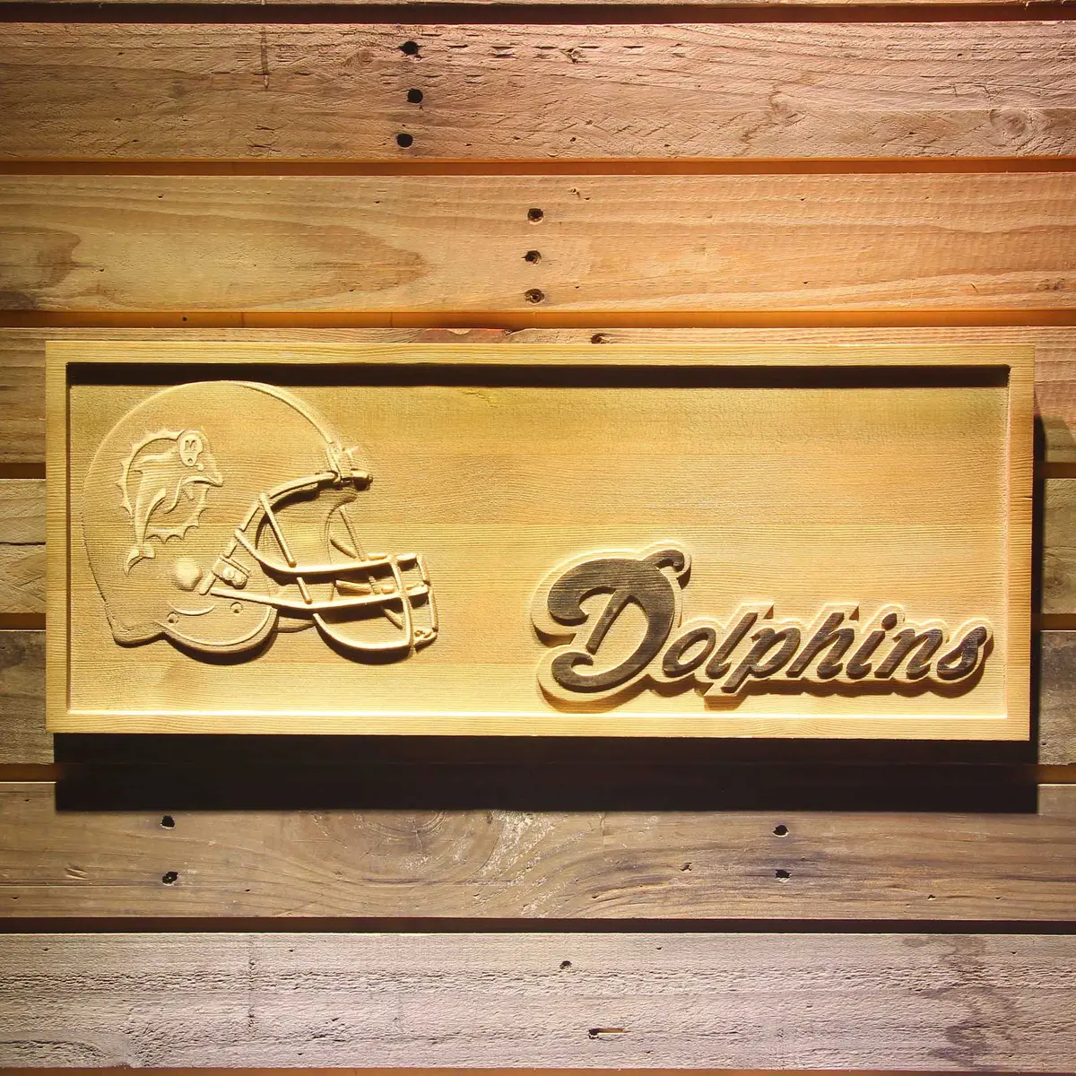 Miami Dolphins 3D Solid Wooden Craving Sign 1