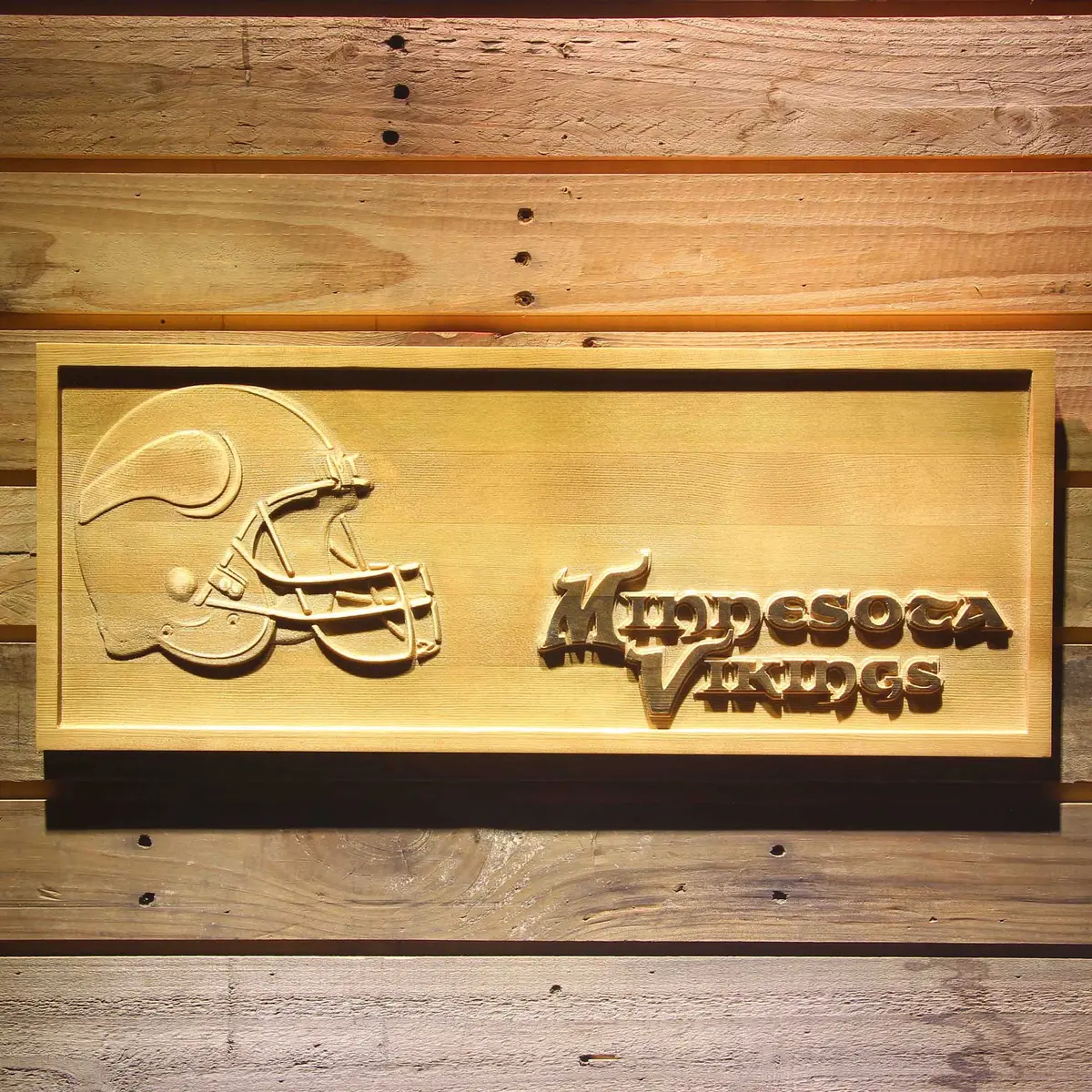 Minnesota Vikings 3D Solid Wooden Craving Sign 1