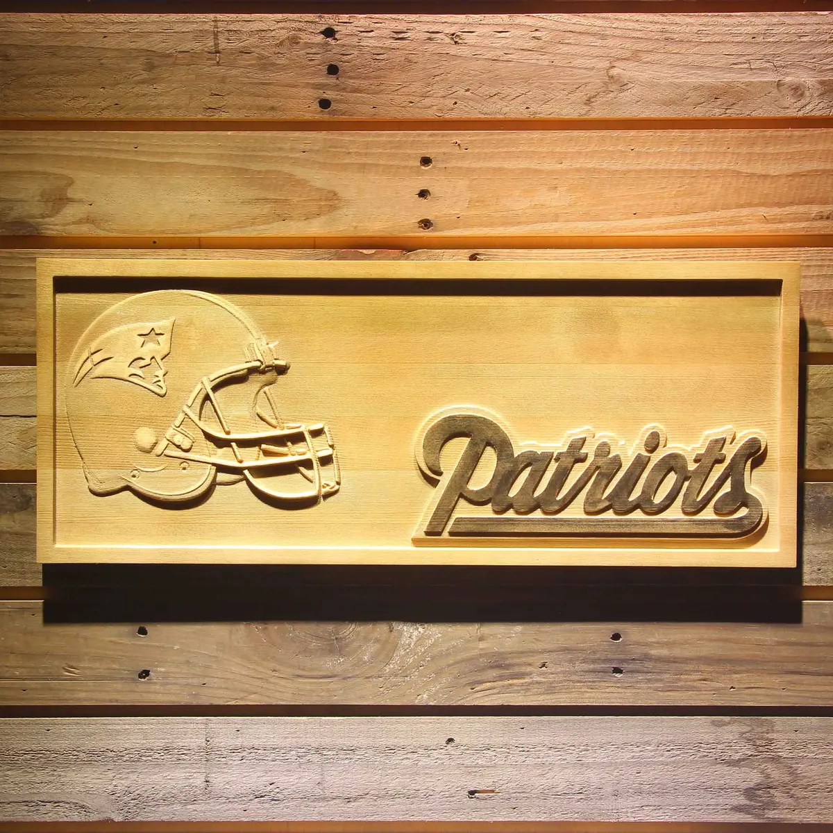 New England Patriots 3D Solid Wooden Craving Sign 1