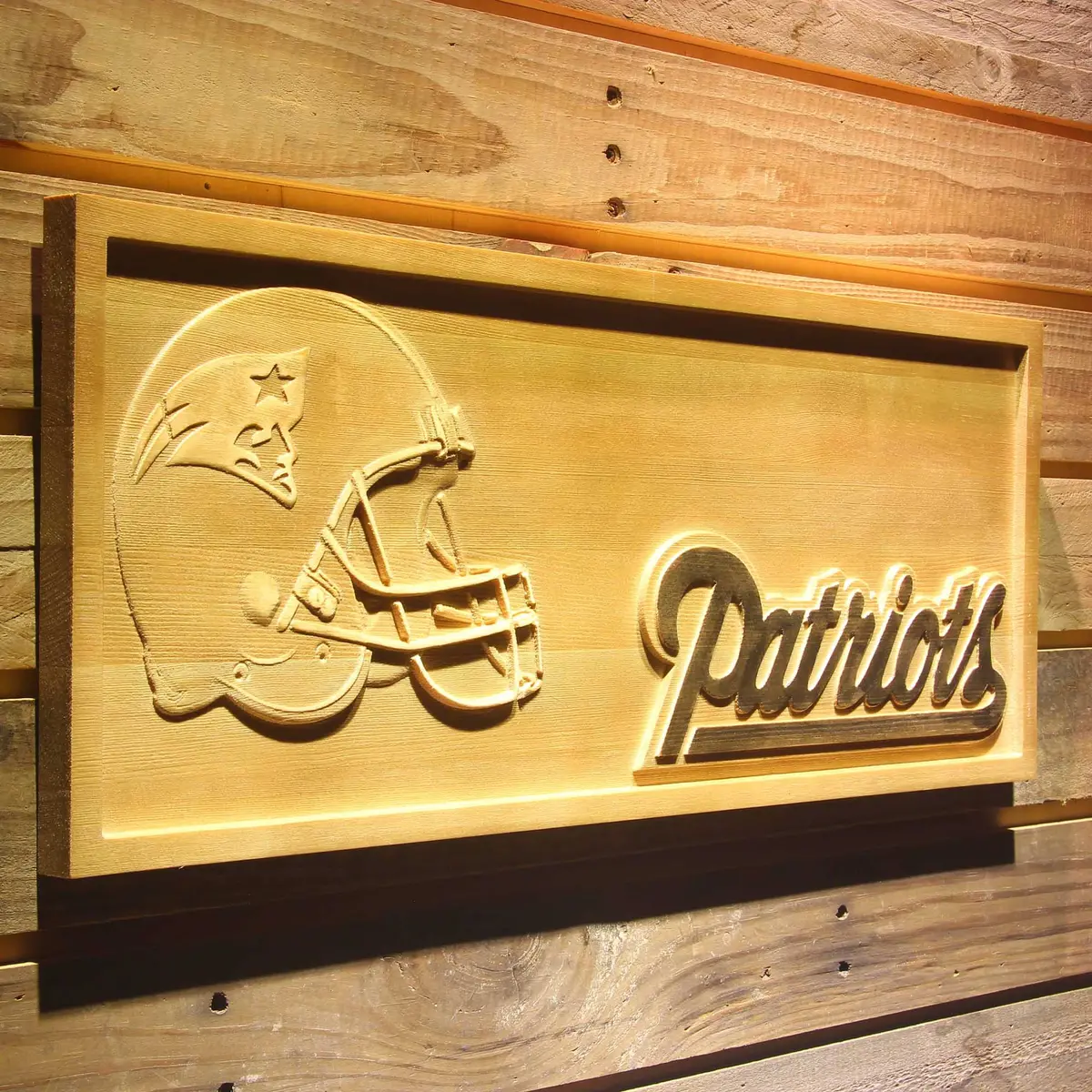 New England Patriots 3D Solid Wooden Craving Sign 2