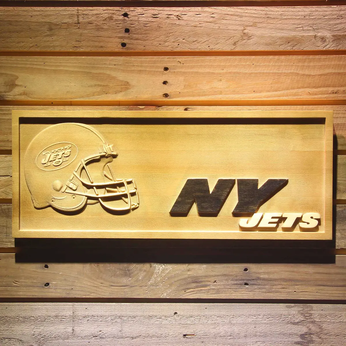New York Jets 3D Solid Wooden Craving Sign 1