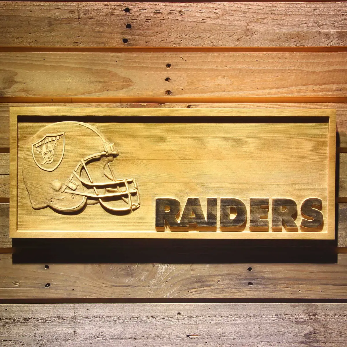 Oakland Raiders 3D Solid Wooden Craving Sign 1