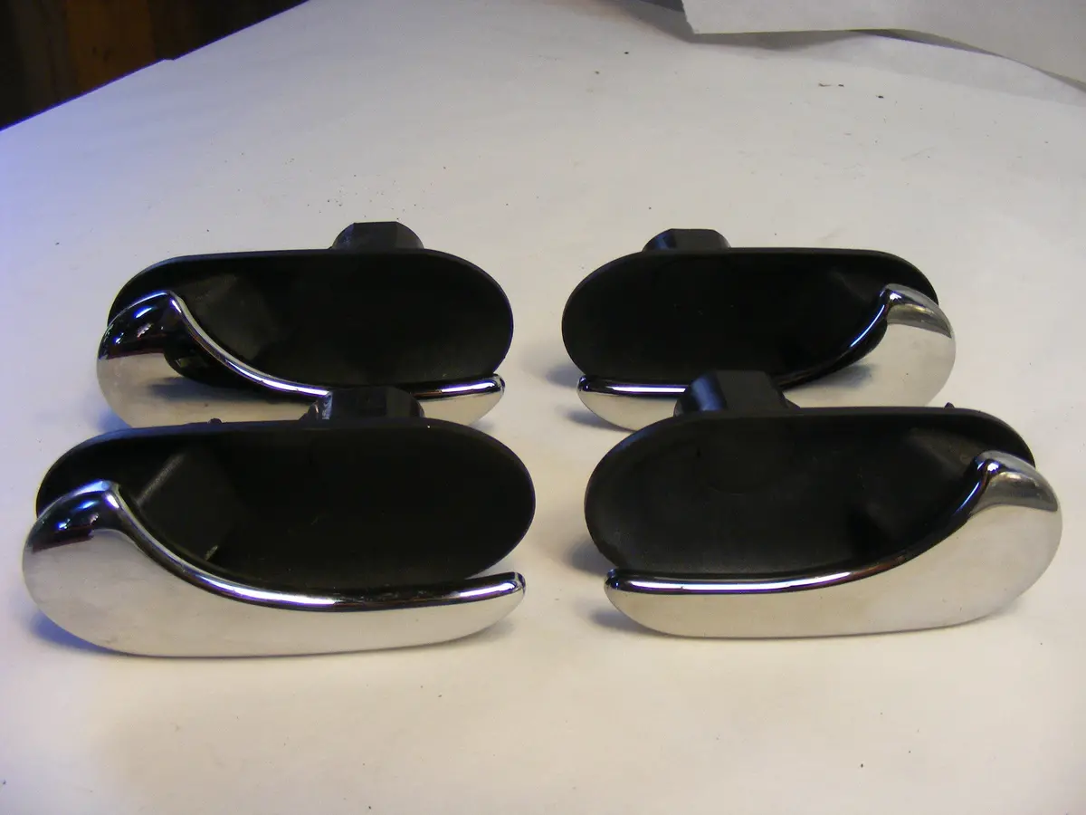 Saab 9-3 9-5 Interior Door Handle Set Of 4 Chrome Metal 4824348 4824355 Driver & Passenger 1