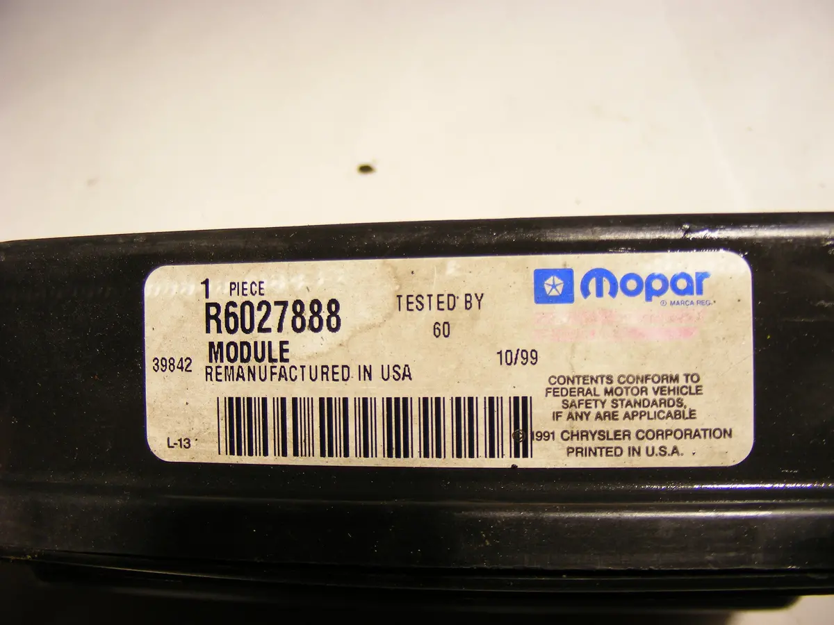 94-95 Jeep Cherokee Ecm Ecu Engine Computer 56027888 4.0L R6027888 Mopar Reman 1