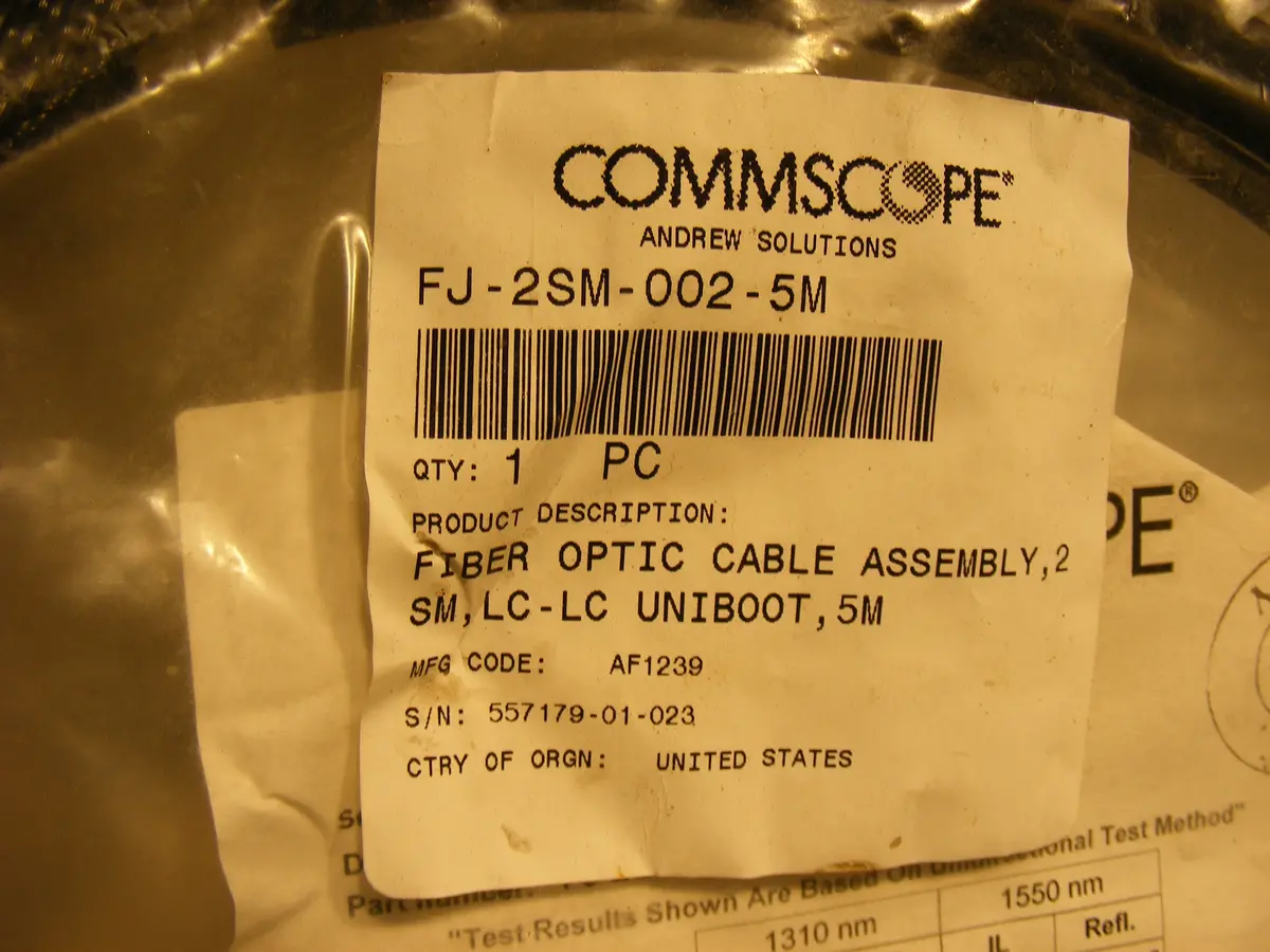 Commscope Fj-2Sm-002-5M Teraspeed® Lc To Lc 2-Fiber Patch Jumper Distribution Cable, Plenum, Black Jacket, 5 M 1