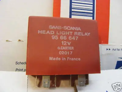 Saab 900 Or 9000 Primary Headlight Relay Cs Cse Turbo R 9566647 / 95 66 647 1