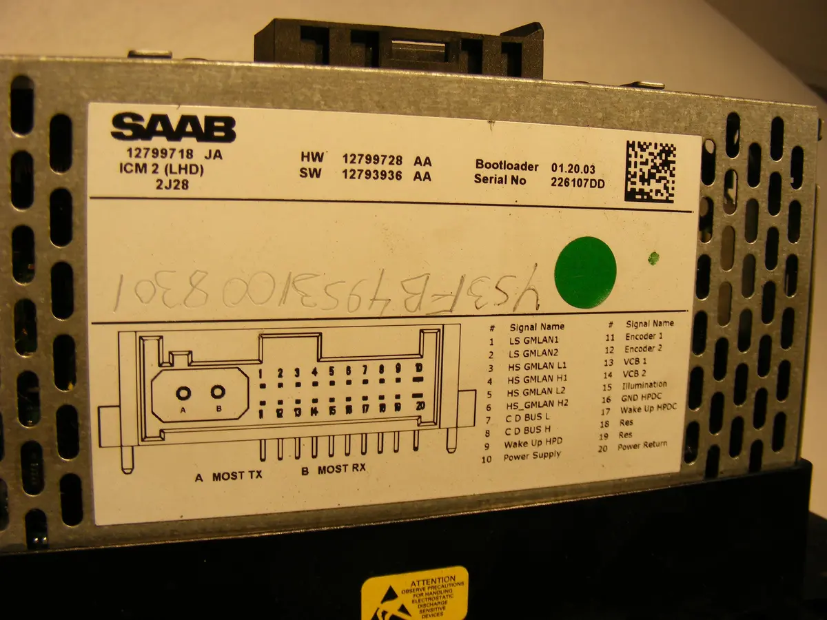Saab 9-3 Sport Sedan / Wagon Genuine Oem Headunit Stereo With Display 12799718 Icm2 Icm-2 03 04 05 06 2